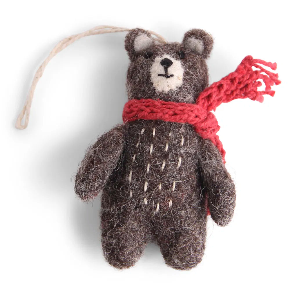 Gry & Sif / Christmas Decoration / Mini Bear Grey w/Red scarf