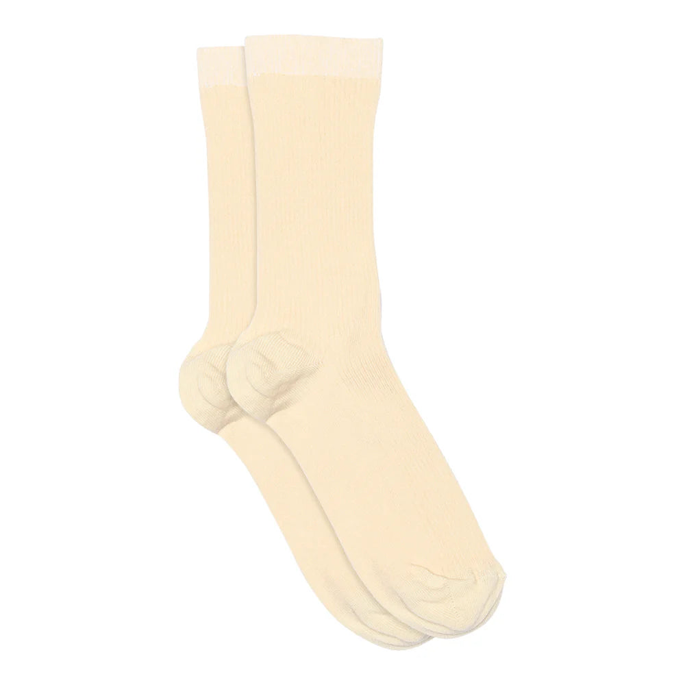 mp Denmark / Fine cotton rib socks / Ecru