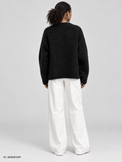 Gina Tricot / Knitted funnel neck cardigan / Black (9000)