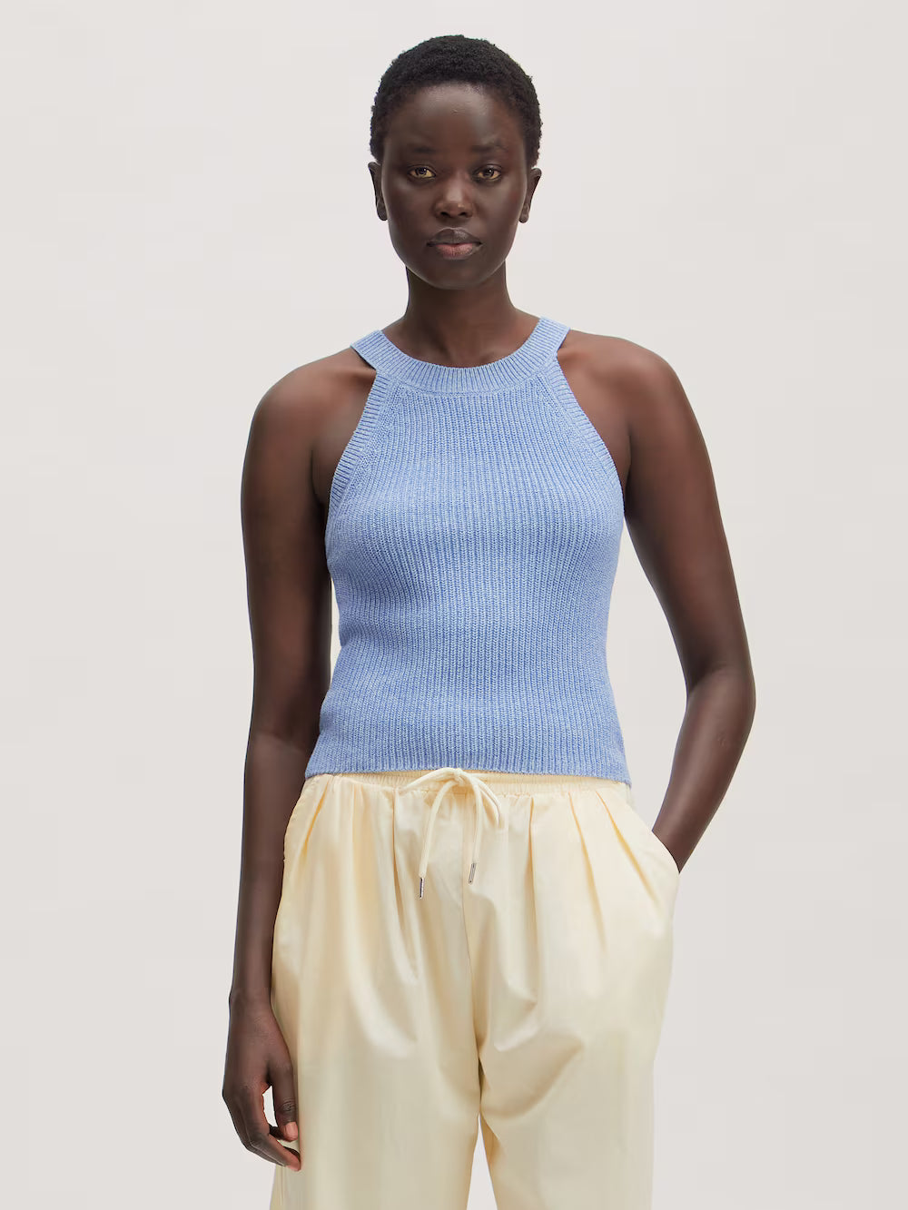 Edited / Yandra Knit Top / Papyrus + Sodalite Blue