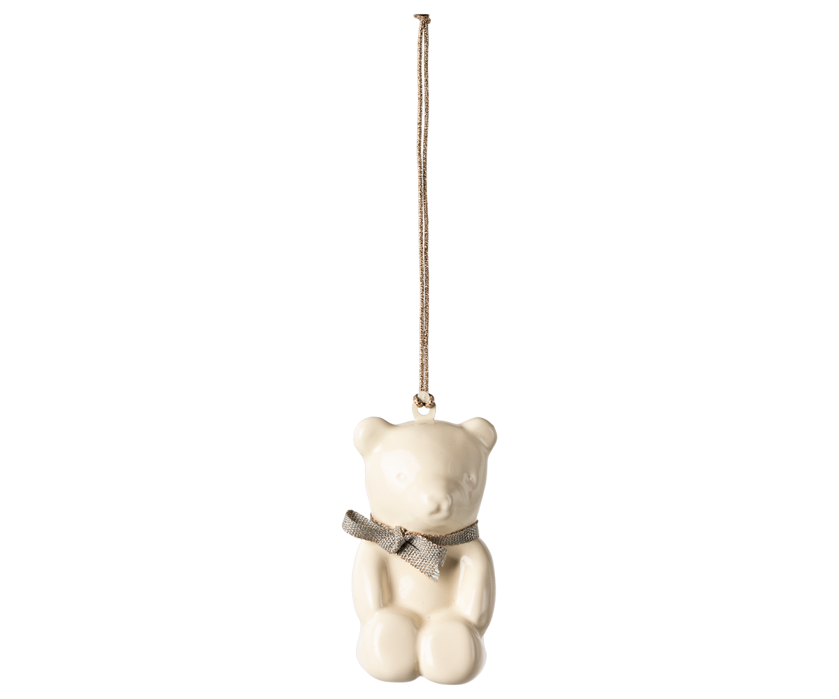 Maileg / Metallornament, Teddybär - Weiß/Blau
