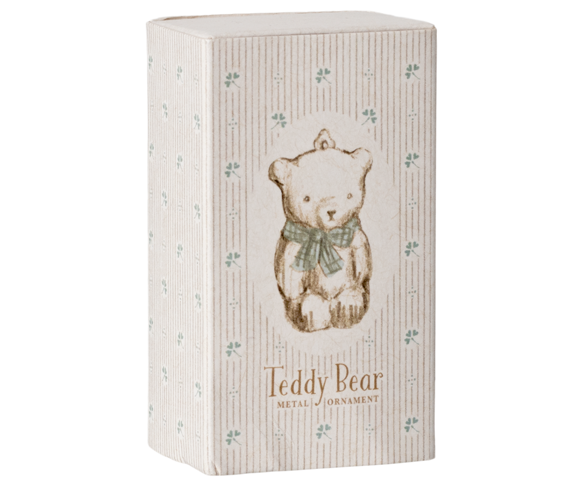 Maileg / Metallornament, Teddybär - Weiß/Blau