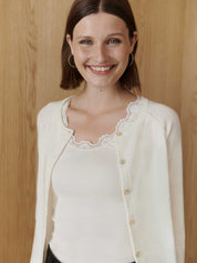 Rosemunde / RWBabette Silk SL U-neck Lace Top / ivory