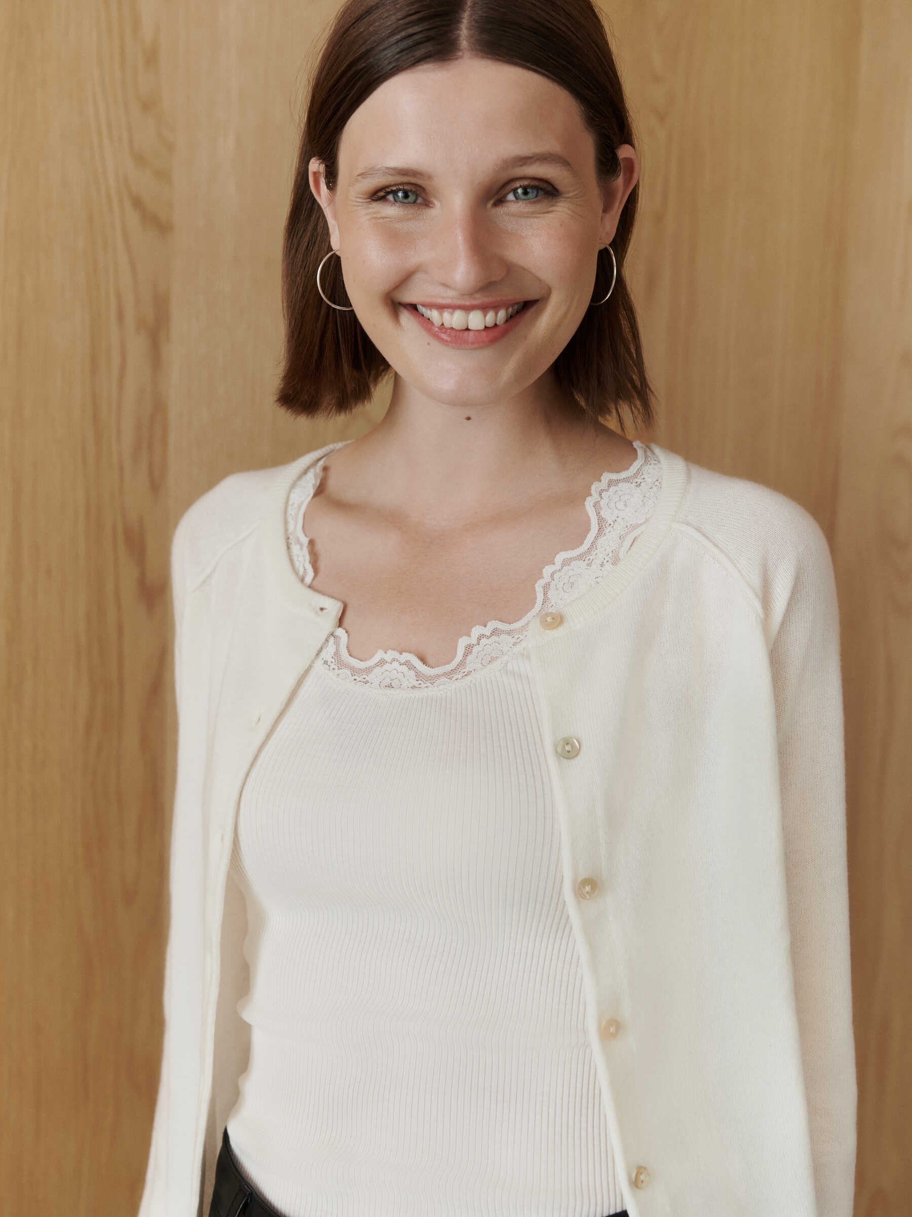 Rosemunde / RWBabette Silk SL U-neck Lace Top / ivory