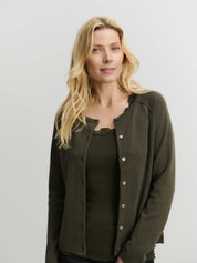 Rosemunde / RWLaica Cashmere LS O-neck Raglan Cardigan / forrest night