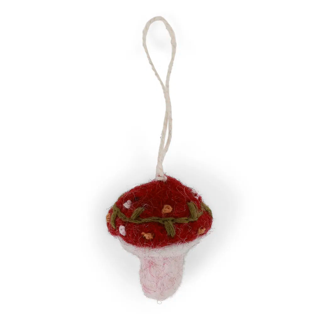 Gry & Sif / Christmas Ornaments / Mushroom w/Embroidery - Small
