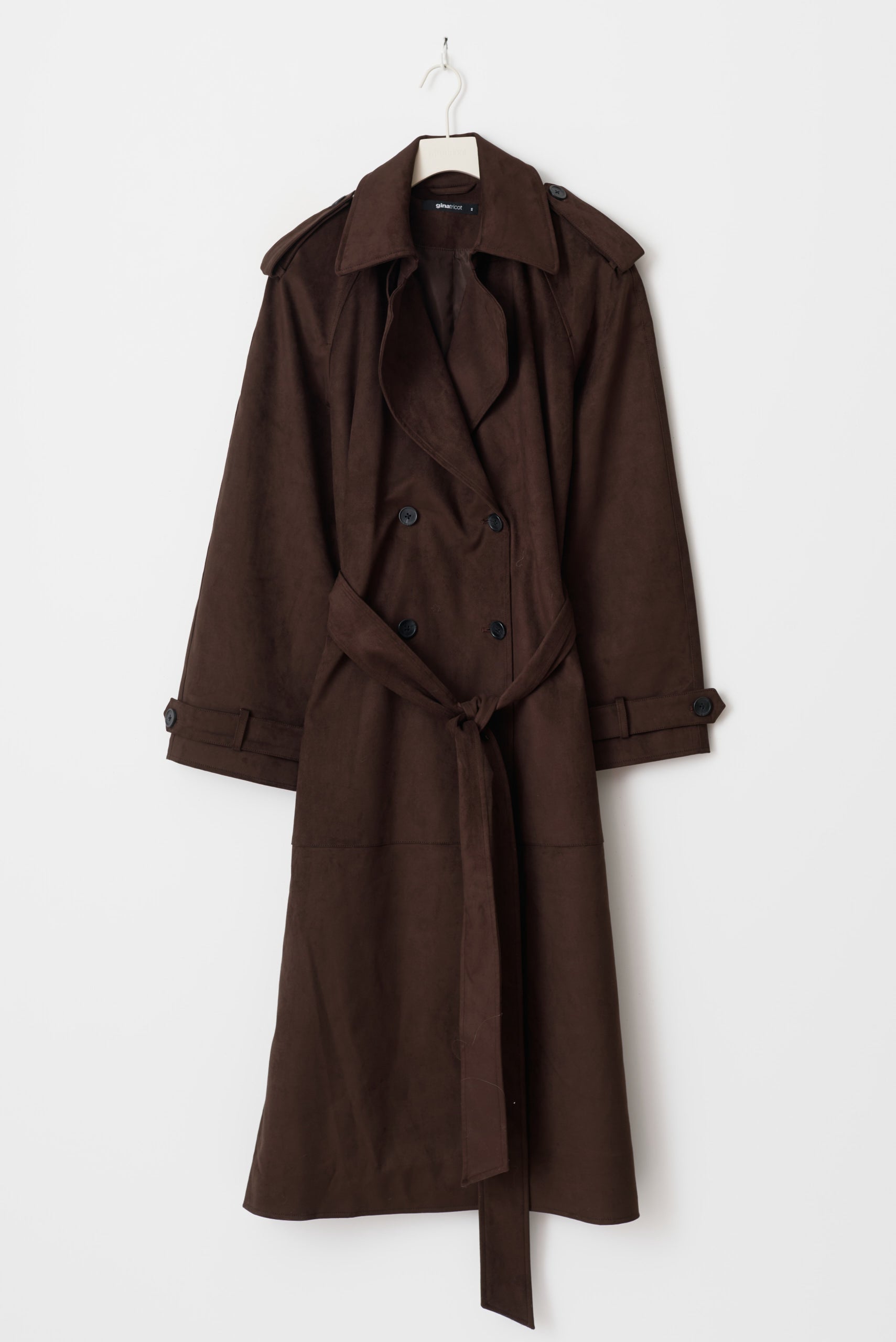 Gina Tricot / Faux suede trench coat / Dark brown