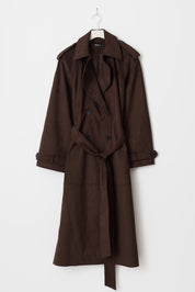 Gina Tricot / Faux suede trench coat / Dark brown