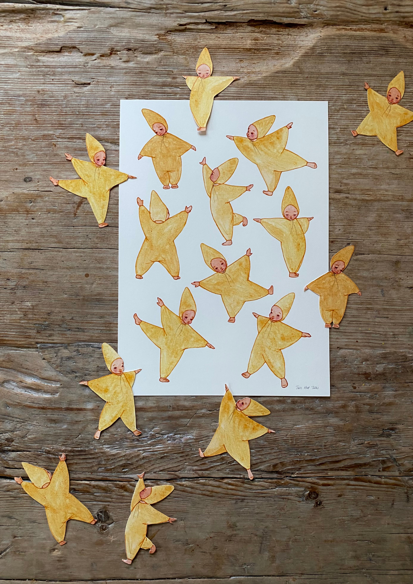 Tanzende Sternenkinder Scherenschnitt