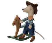 Maileg / Cowboy Maus auf Schaukelpferd, Kleiner Bruder