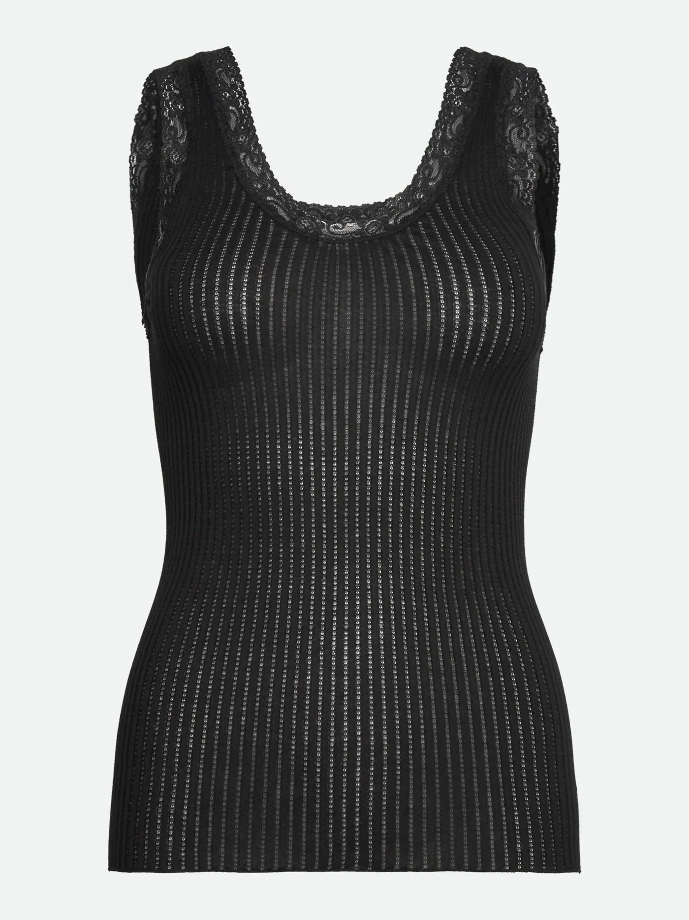 Rosemunde / RWBelize Silk SL U-neck Lace Top / Black