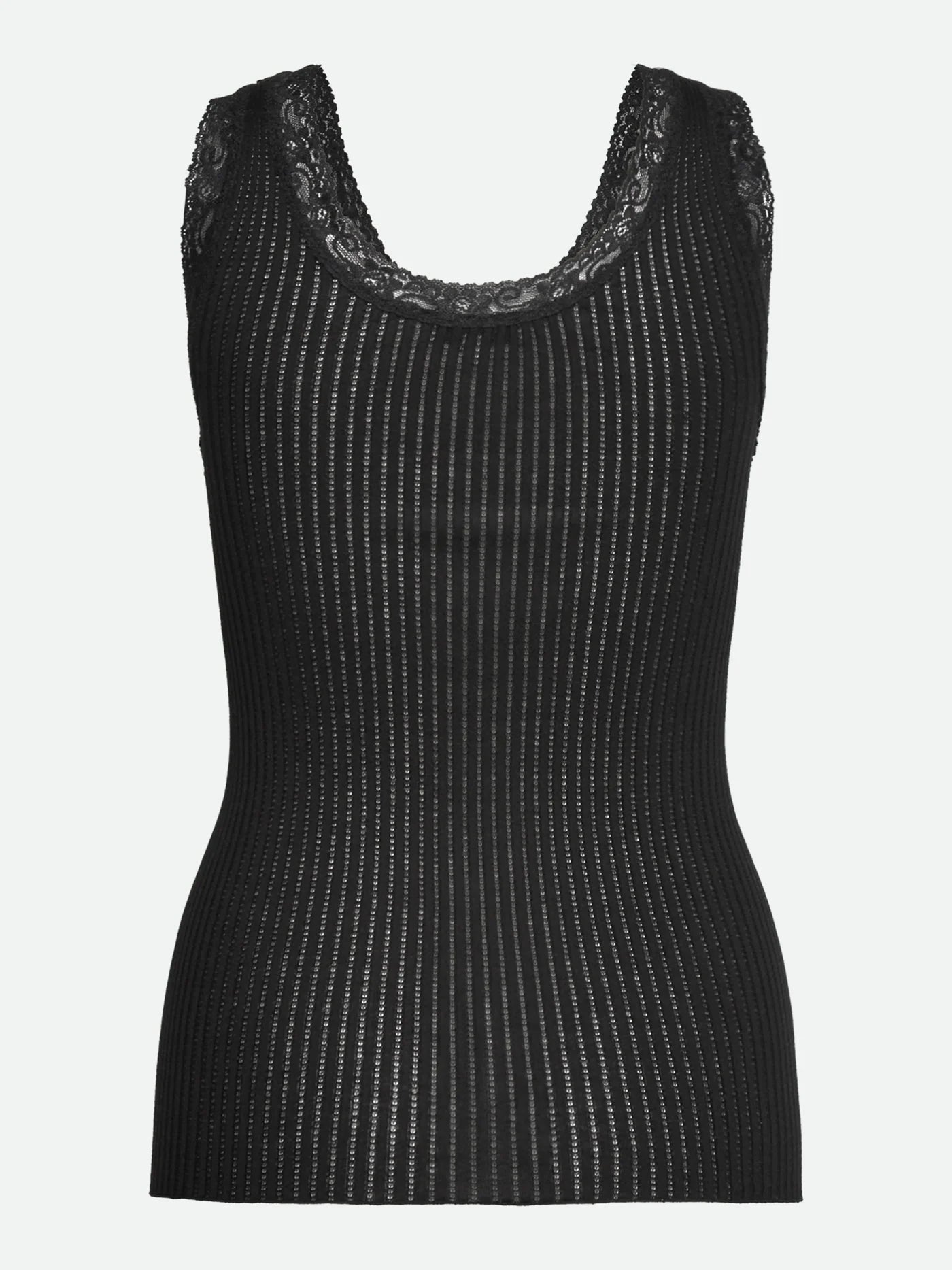Rosemunde / RWBelize Silk SL U-neck Lace Top / Black
