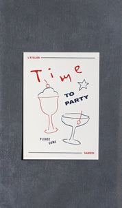 Postkarte 'Time to Party' (Risographie) | Einladung