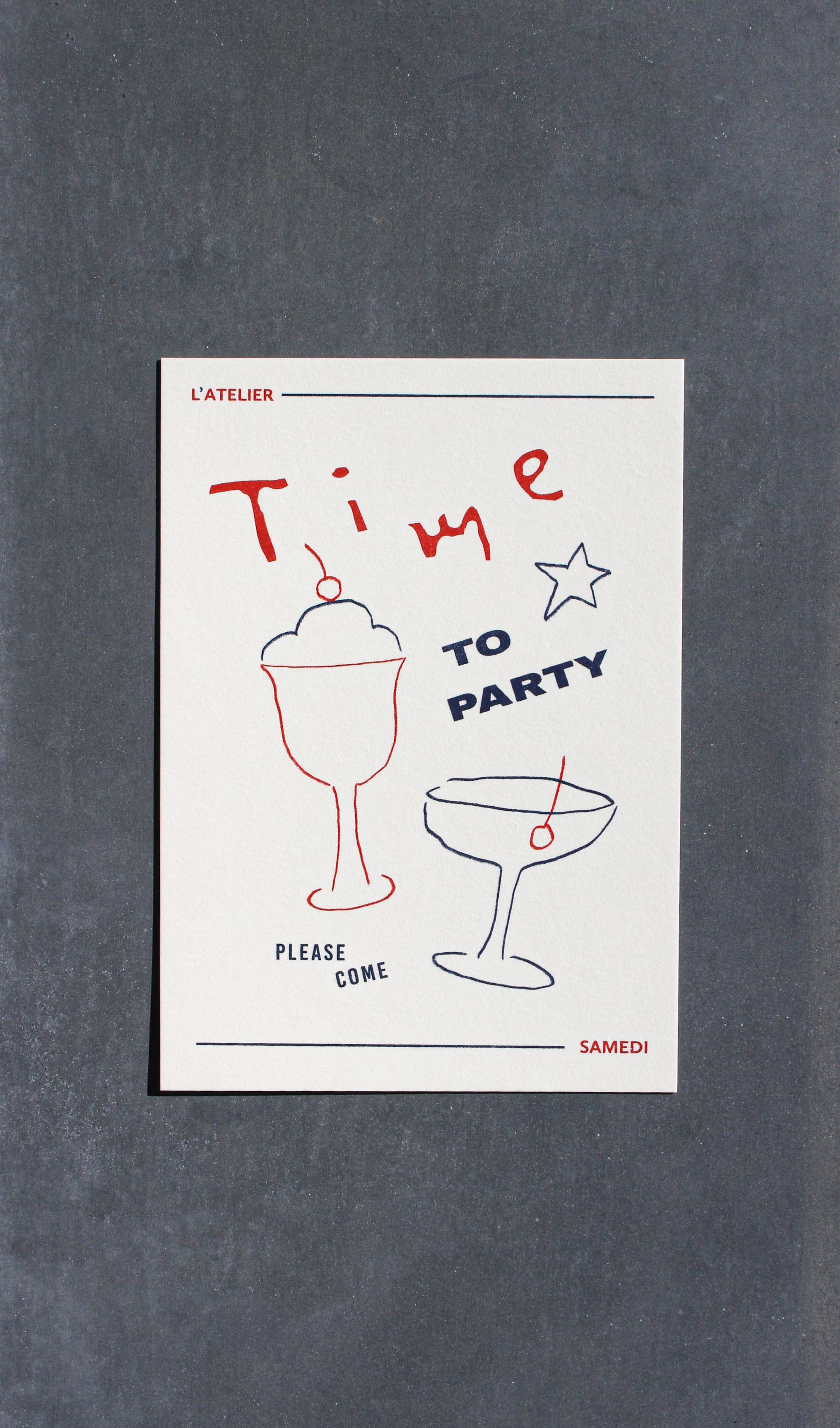 Postkarte 'Time to Party' (Risographie) | Einladung