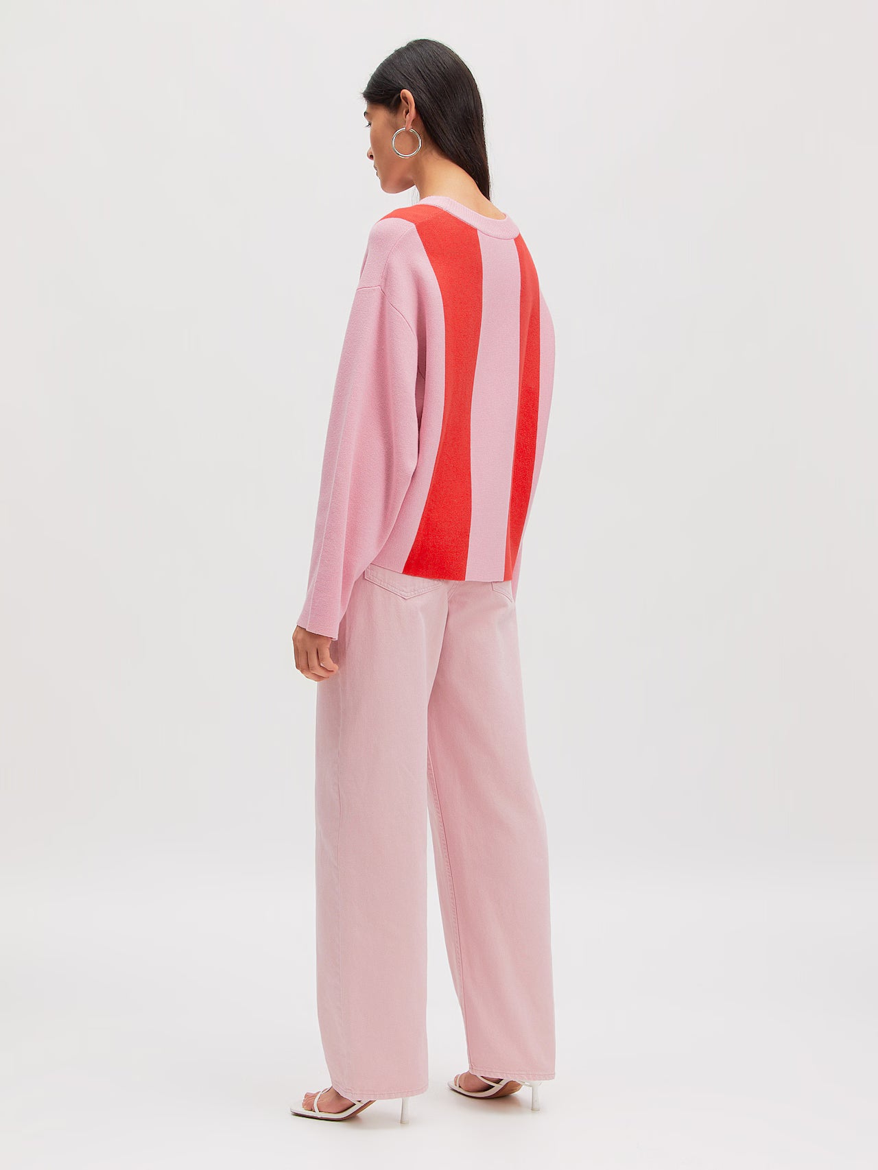Edited / Bodil Jumper / Flame Scarlet and Cameo pink stripes