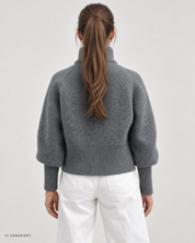 Gina Tricot / Knitted zip cardigan / Mid grey mel (8022)