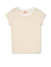Mads Nørgaard / Fine Jersey Stripe Teasy Tee FAV / Brilliant White/Straw