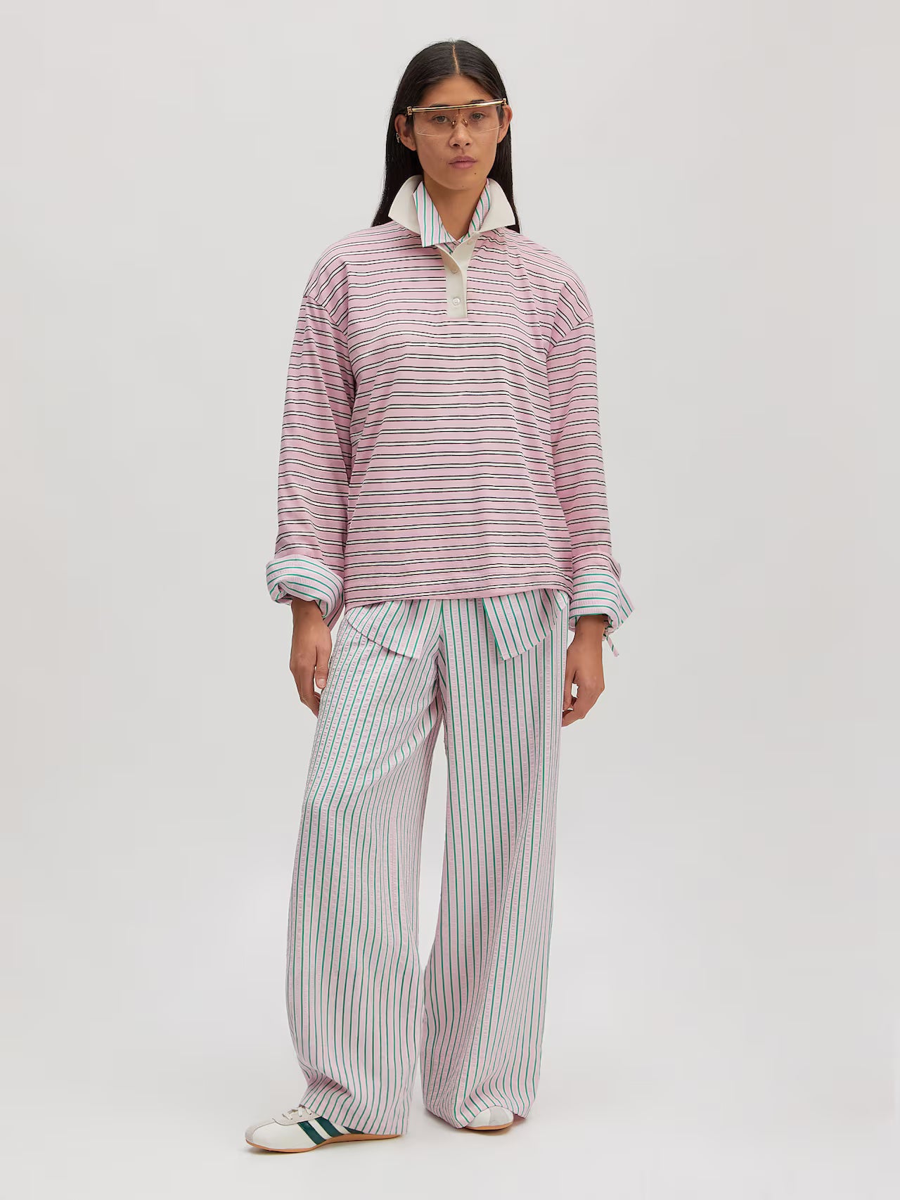 Edited / Cindy Longsleeve / Stripes: Cameo Pink, Black, Egret
