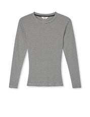 Mads Nørgaard / 2x2 Cotton Stripe Tuba Tee LS / Black/Vanilla Ice