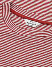 Mads Nørgaard / 2x2 Cotton Stripe Tuba Tee LS / Winery/Vanilla Ice