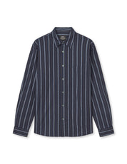 Mads Nørgaard / Flannel Stripe Sune Shirt / sky captain/Tarmac/Cashmere