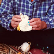 Eierwärmer Hase - weiß - Ostern - gehäkelte Bio-Baumwolle