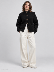 Gina Tricot / Knitted funnel neck cardigan / Black (9000)