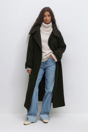 Gina Tricot / Belted wool blend coat / Dark Green