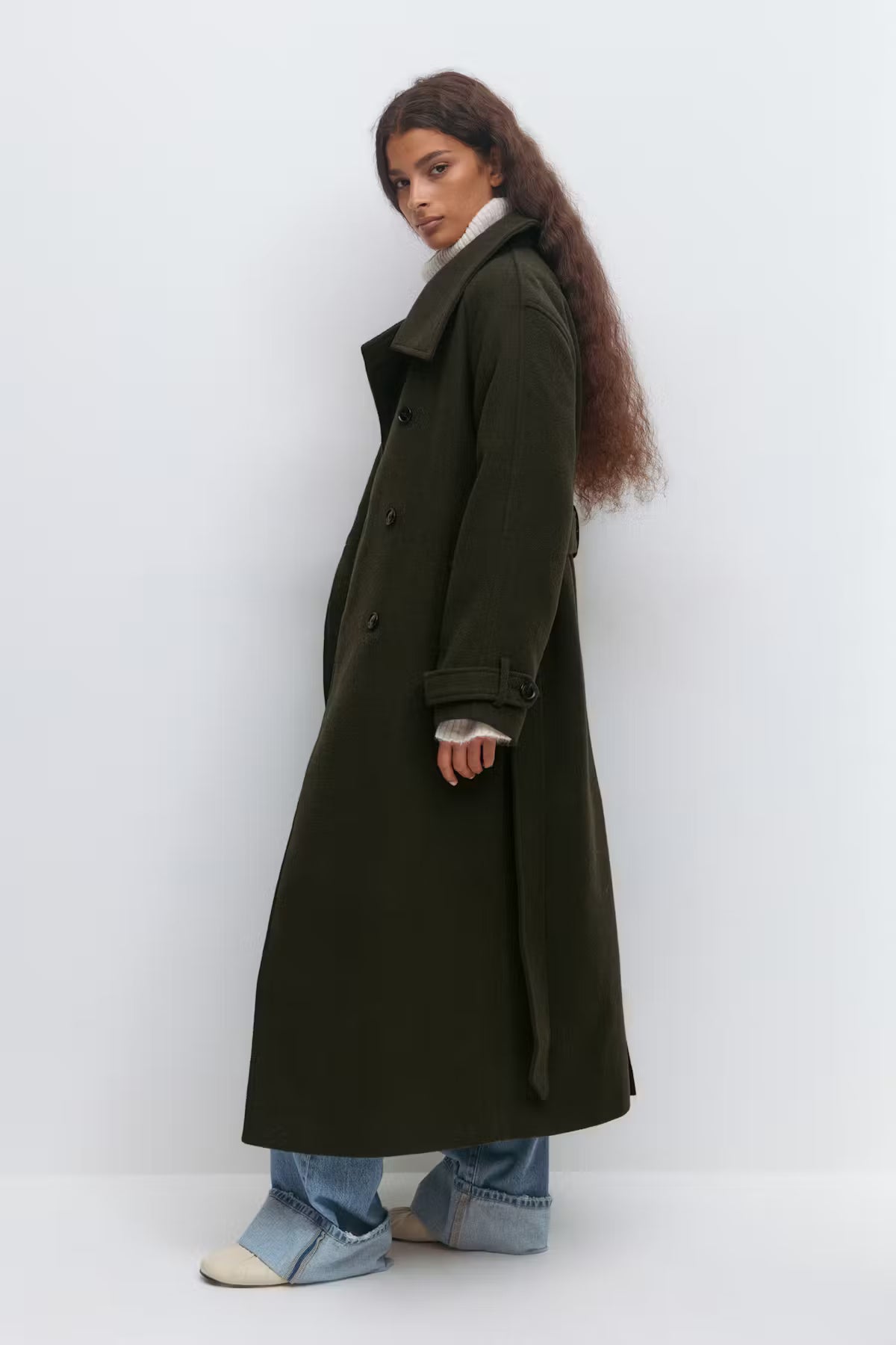 Gina Tricot / Belted wool blend coat / Dark Green