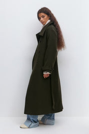 Gina Tricot / Belted wool blend coat / Dark Green