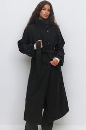 Gina Tricot / Belted wool blend coat / Black