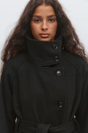Gina Tricot / Belted wool blend coat / Black