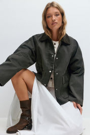 Gina Tricot / Waxed effect jacket / Dark green
