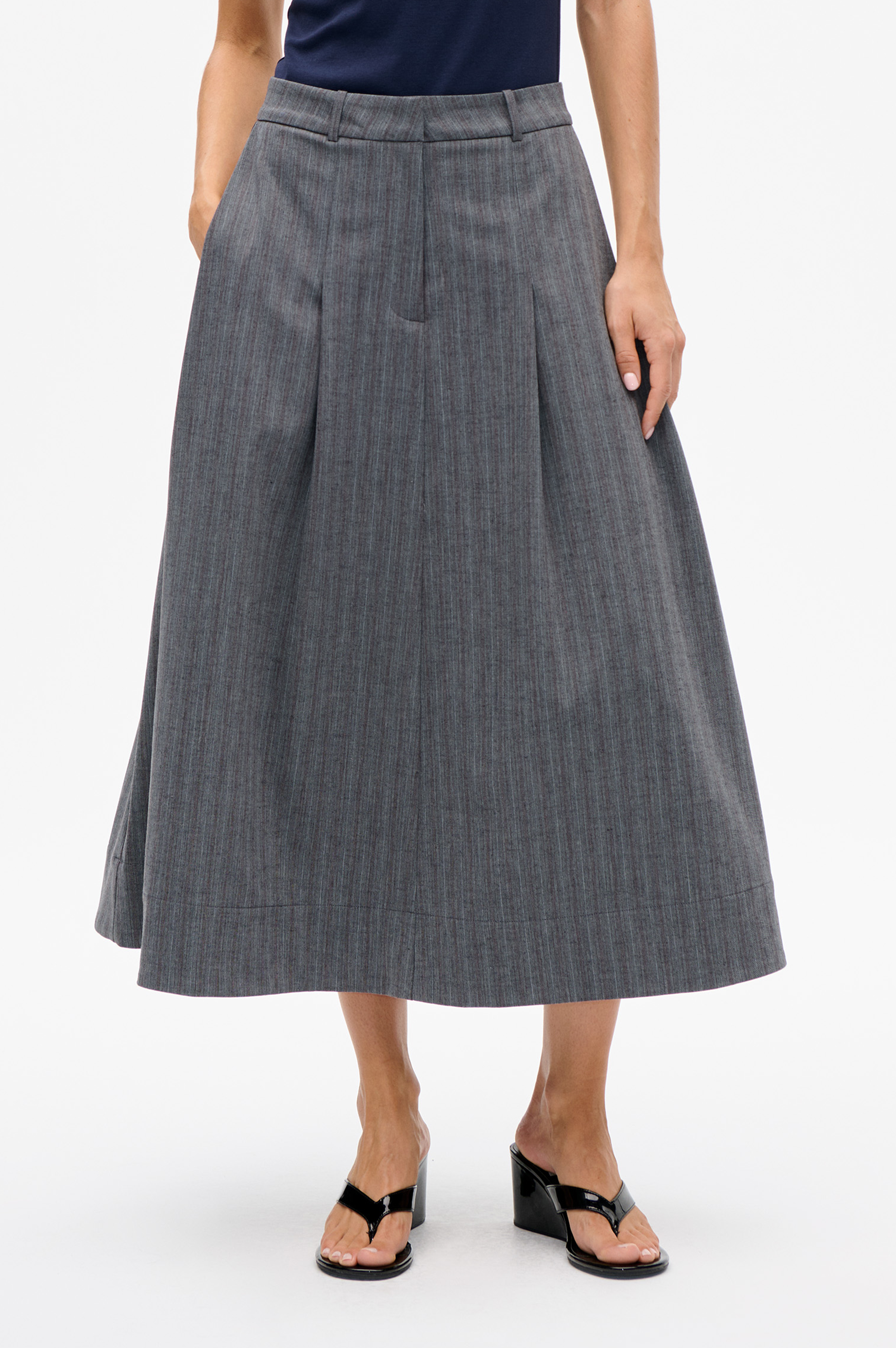 Baum und Pferdgarten / SABRINNA Skirt / Grey Stripes