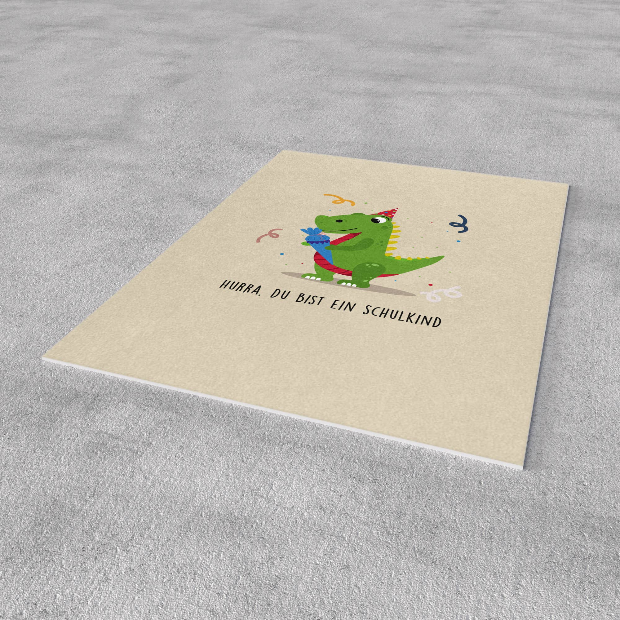 Naturbedacht - Postkarte - Einschulung - Dino mit Schultüte - Nr. 91