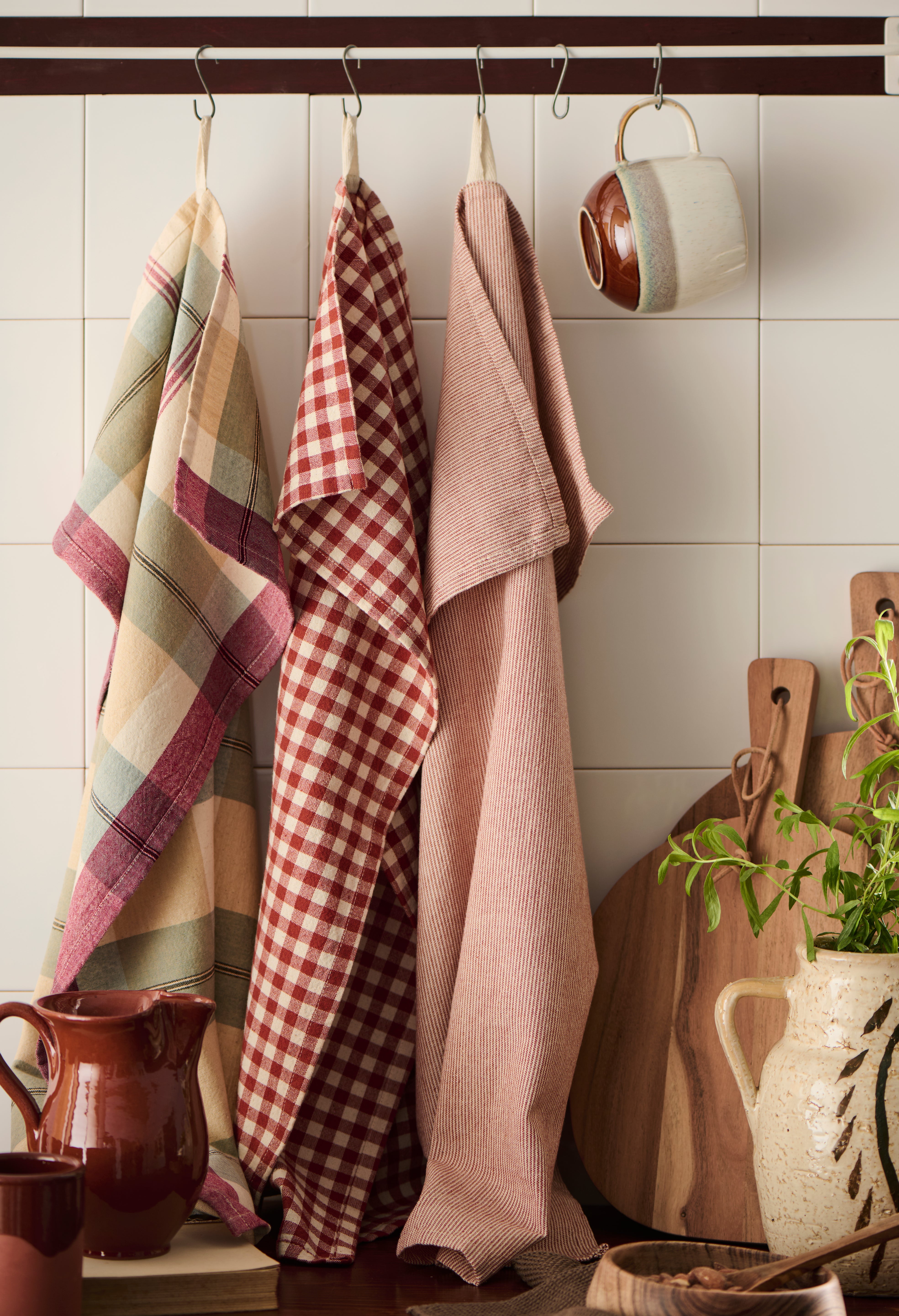 Ib Laursen / Geschirrtuch Alice / rot, blau, beige & grau