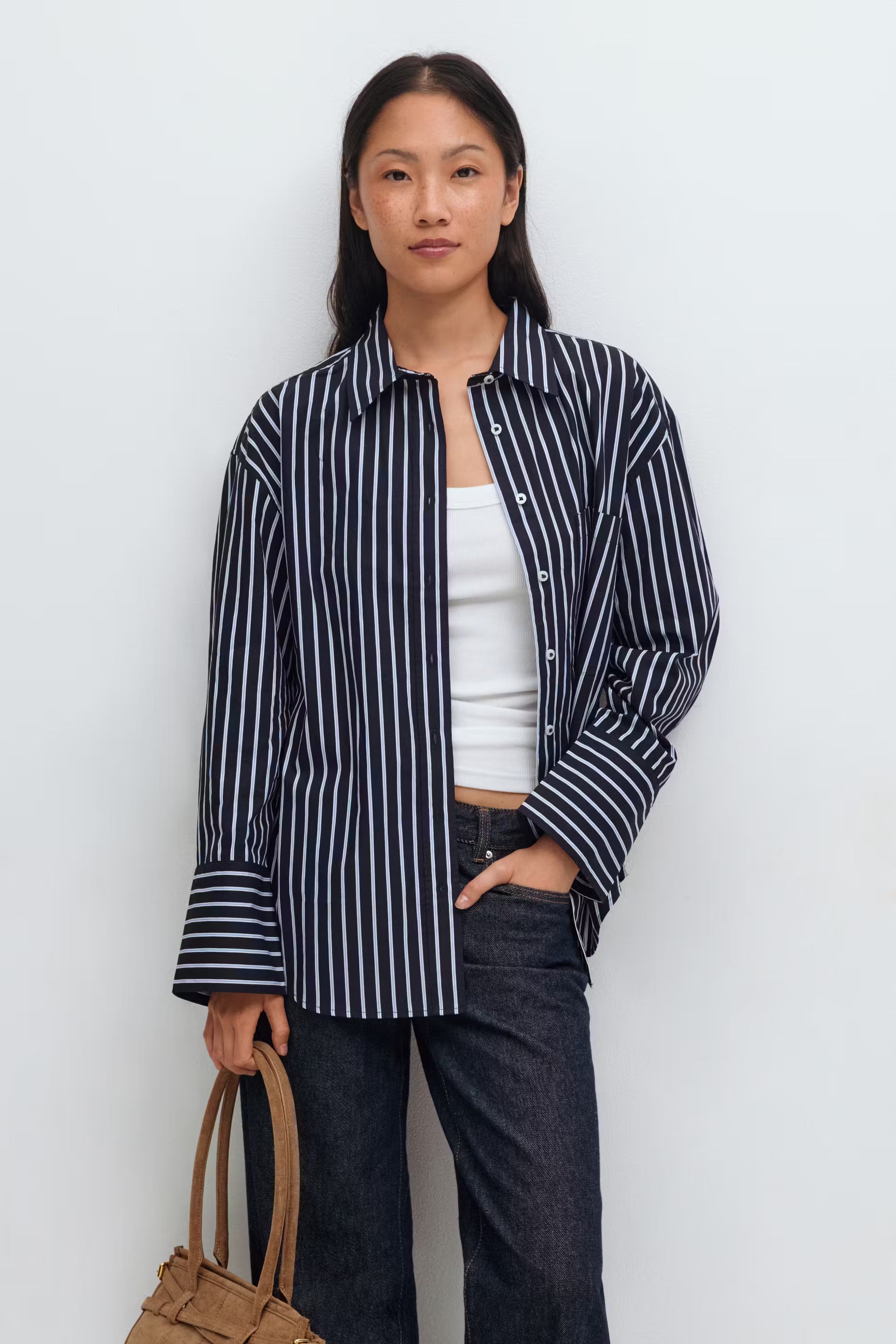 Gina Tricot / Poplin shirt / Navy/blue lt