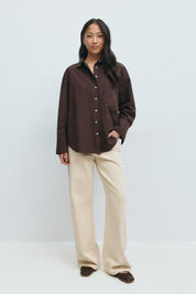 Gina Tricot / Poplin shirt / Brown/stripe
