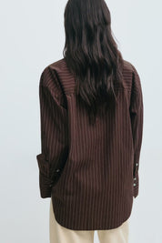 Gina Tricot / Poplin shirt / Brown/stripe