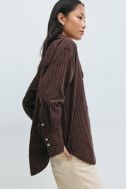 Gina Tricot / Poplin shirt / Brown/stripe