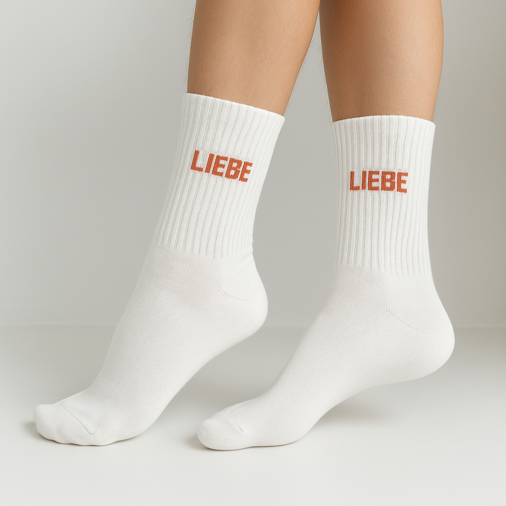 SOCKEN - LIEBE coral - weiß: 35-39