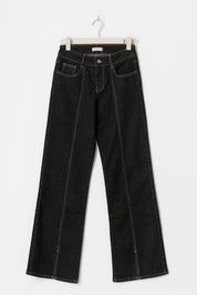 Gina Tricot / Low front slit jeans / Dk rinse