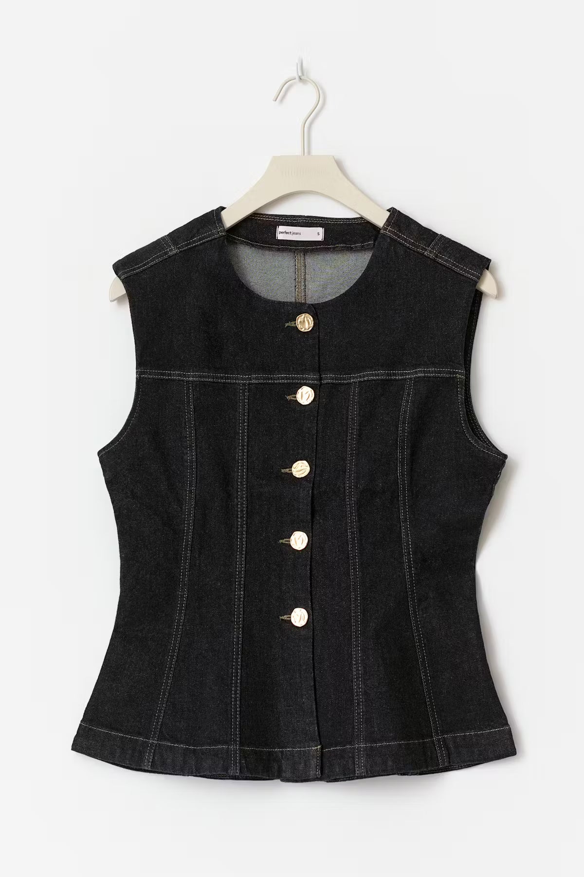 Gina Tricot / Waist shaped denim vest / Dk rinse