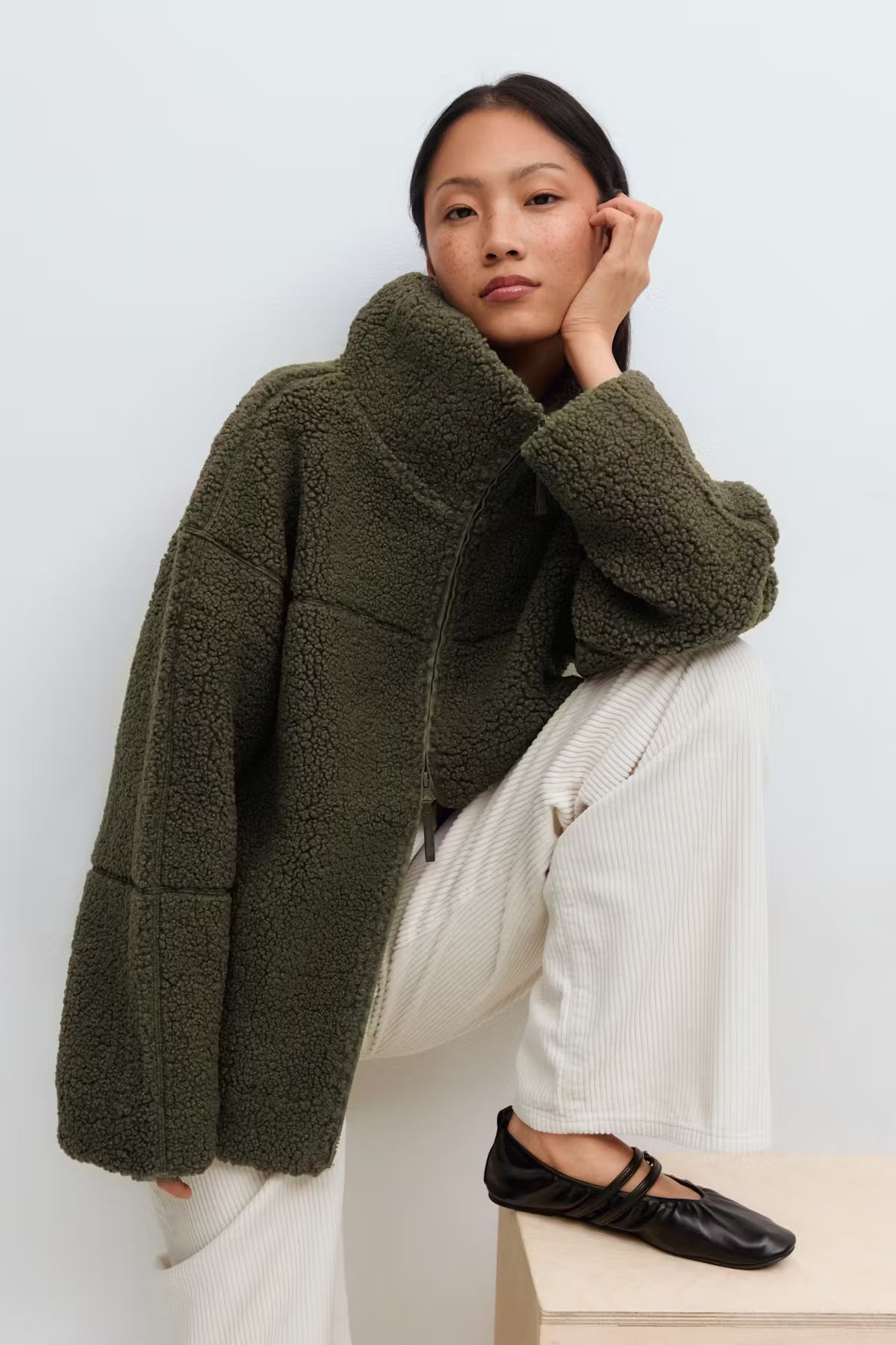 Gina Tricot / Pile zip jacket / Sea Turtle