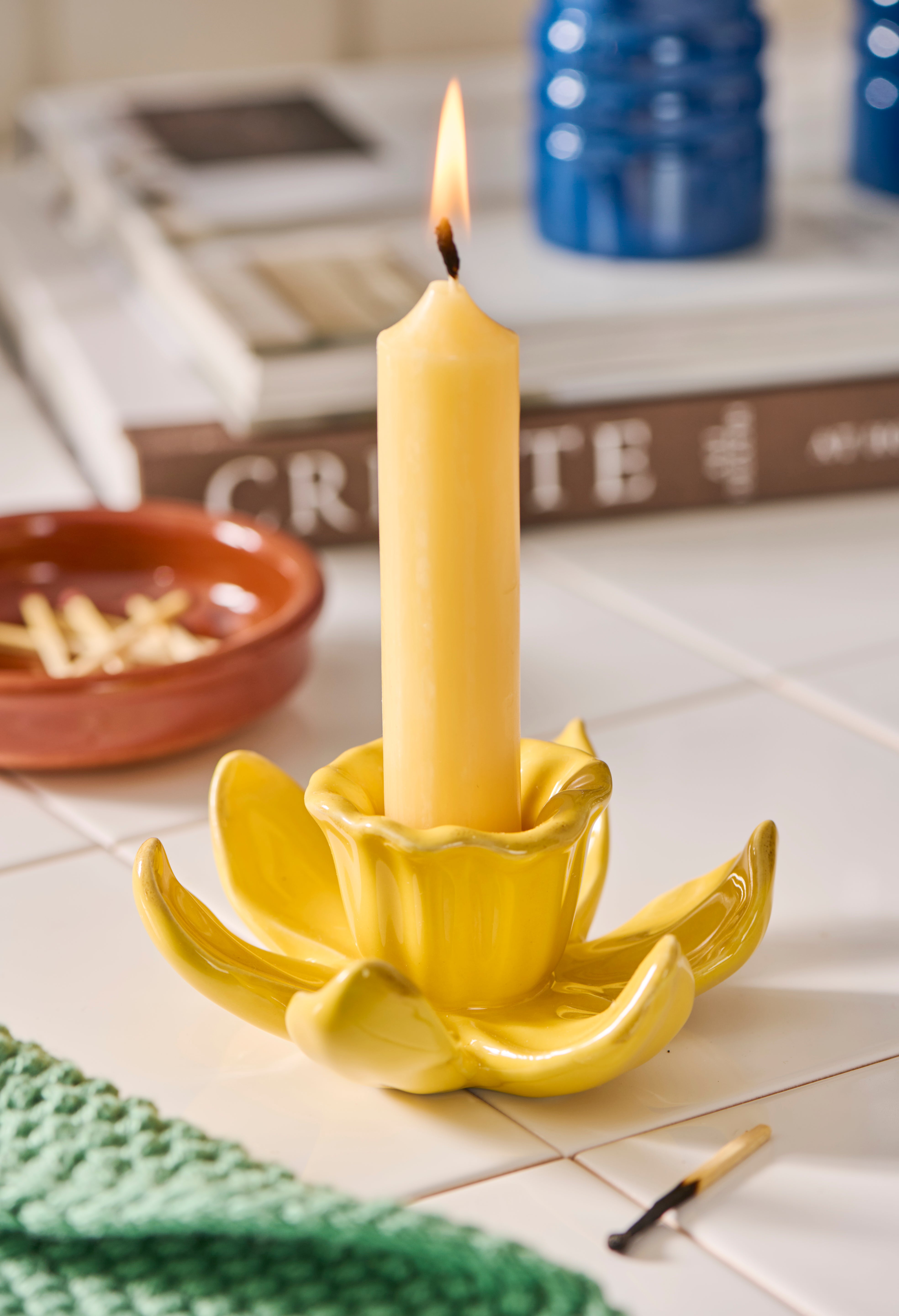 Ib Laursen / Kerzenhalter f/2,2 cm Kerze Daffodils gelb