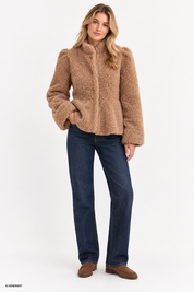 Gina Tricot / Peplum pile jacket / Caramel