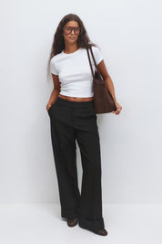 Gina Tricot / Mid waist wide trousers / Black