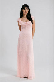 Gina Tricot / Frill maxi dress / Pink dogwood