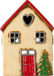 Ib Laursen / Haus f/Teelicht Stillenat rotes Dach und Tannenbaum vor dem Haus
