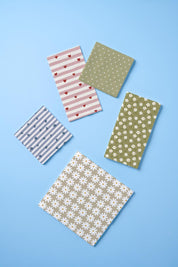 Ib Laursen / Serviette 10x20 cm rote Herzen, rosa Streifen 16 Stck/Pck